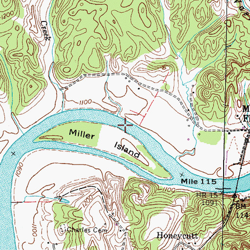 Topographic Map of Miller Shoals, TN