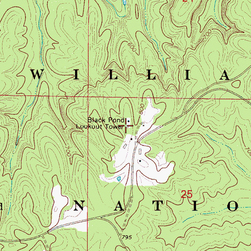 Topographic Map of Black Pond Lookout Tower, AL