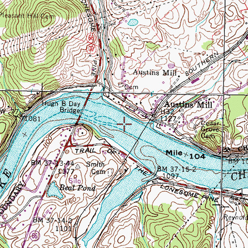 Topographic Map of Smiths Shoals, TN