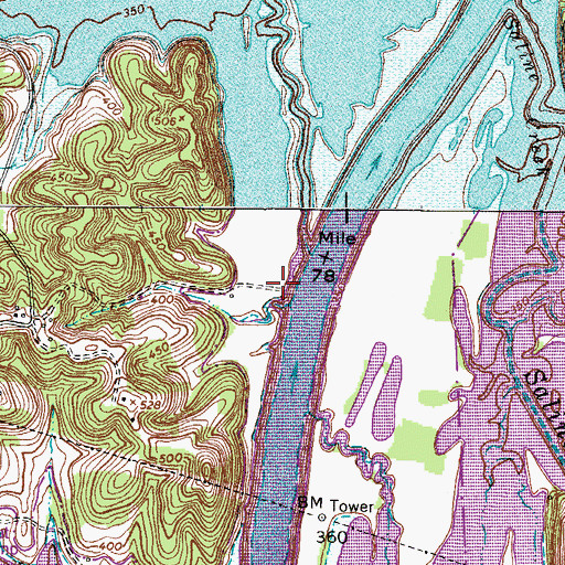 Topographic Map of Mannings Landing, TN