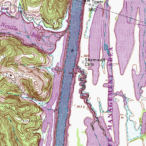 Topographic Map of Walkers Landing (historical), TN