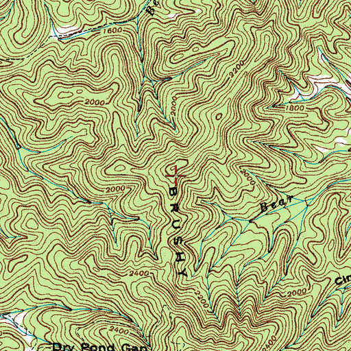 Topographic Map of Brushy Mountain Prospect, TN