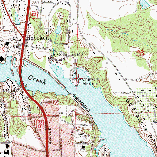 Topographic Map of Chewalla Marina, AL