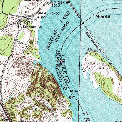 Topographic Map of Robinson Ferry (historical), TN