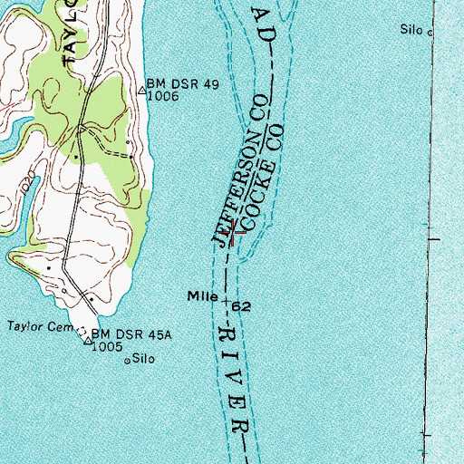 Topographic Map of Hamptons Shoals, TN