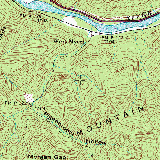 Topographic Map of Darky Tom Mine, TN
