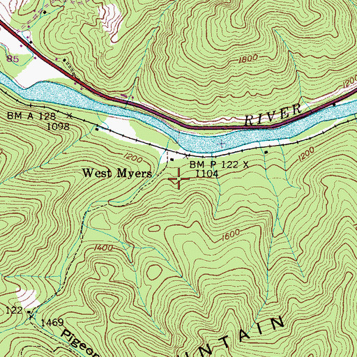 Topographic Map of West Meyer Mine, TN