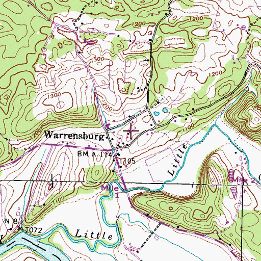 Topographic Map of Warrensburg School, TN