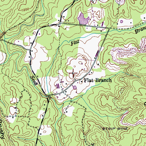 Topographic Map of Flat Branch School (historical), TN