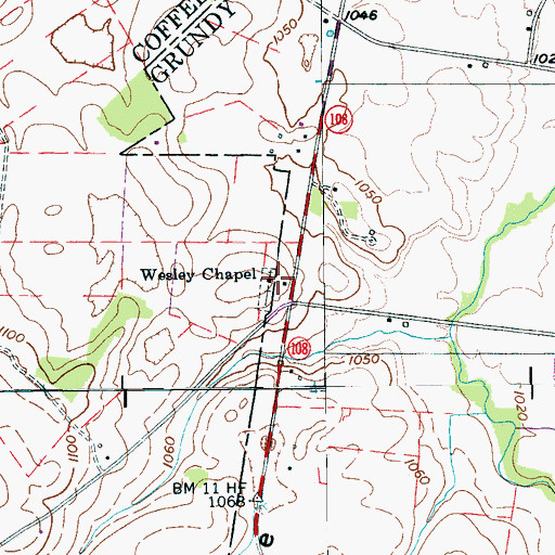 Topographic Map of Wesley Chapel School (historical), TN