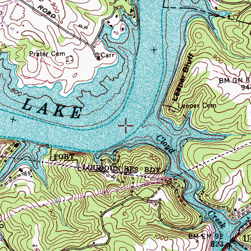 Topographic Map of Leepers Ferry (historical), TN