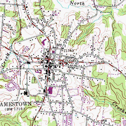 Topographic Map of Jamestown First Baptist Church, TN