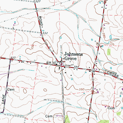 Topographic Map of Johnsons Grove Baptist Church, TN
