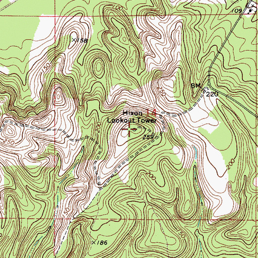 Topographic Map of Hixon Lookout Tower, AL