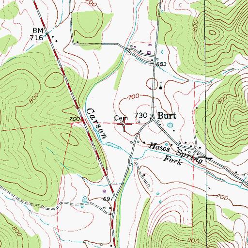 Topographic Map of Davis-Thomas Cemetery, TN