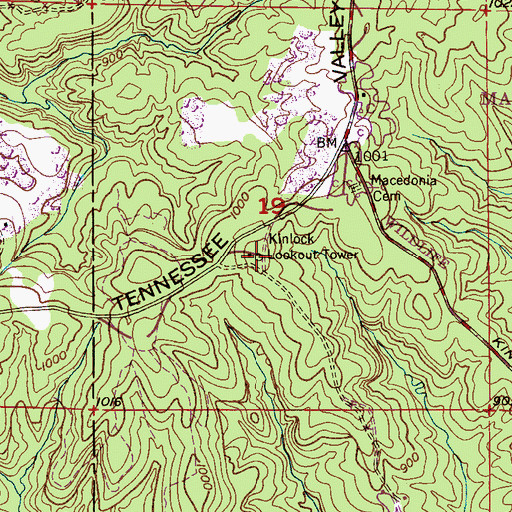 Topographic Map of Kinlock Lookout Tower, AL