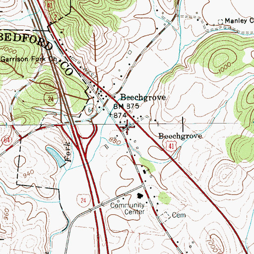 Topographic Map of Beech Grove Methodist Church, TN