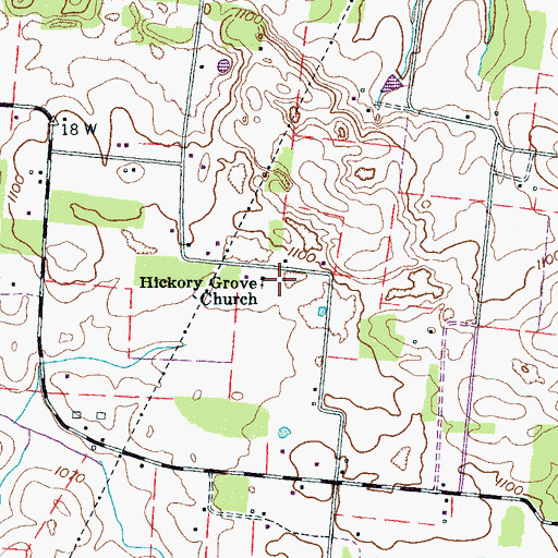 Topographic Map of Hickory Grove School (historical), TN