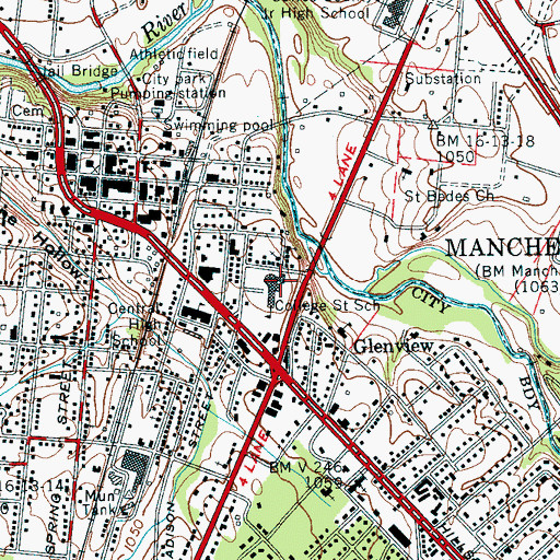 Topographic Map of Manchester Male and Female College (historical), TN