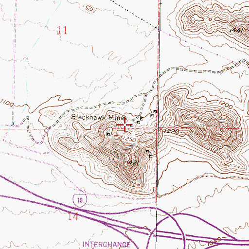 Topographic Map of Blackhawk Mines, AZ