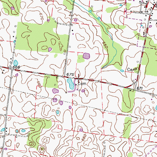 Topographic Map of Batts Cemetery, TN