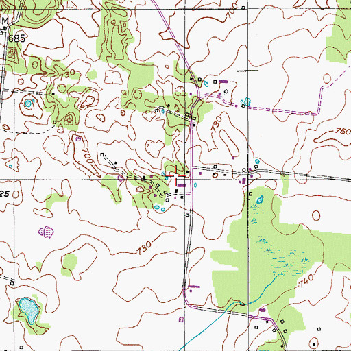 Topographic Map of Henry Cemetery, TN