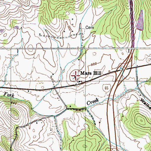 Topographic Map of Mars Hill Cemetery, TN