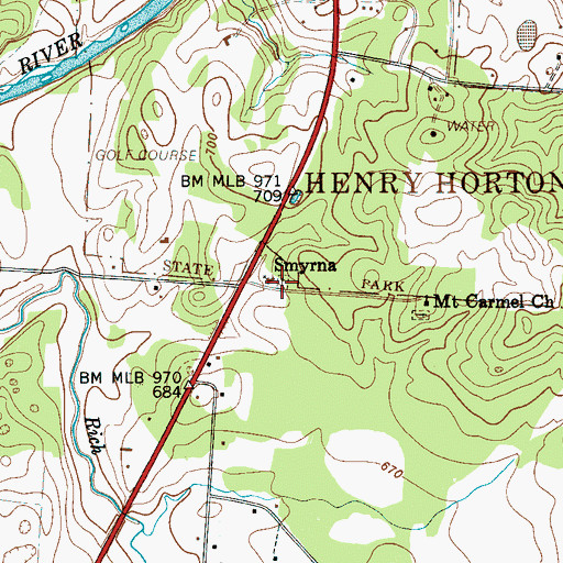Topographic Map of Smyrna Cemetery, TN