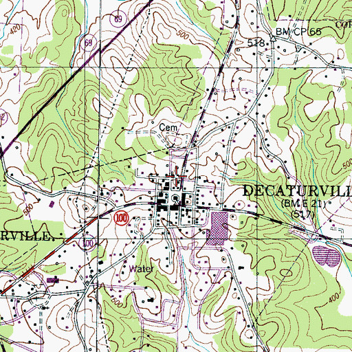 Topographic Map of First United Methodist Church of Decaturville, TN