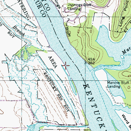 Topographic Map of Thwattles Landing, TN