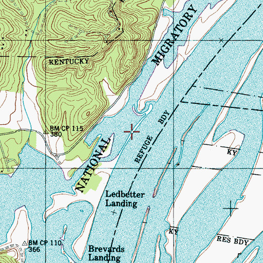 Topographic Map of Earleys Landing (historical), TN