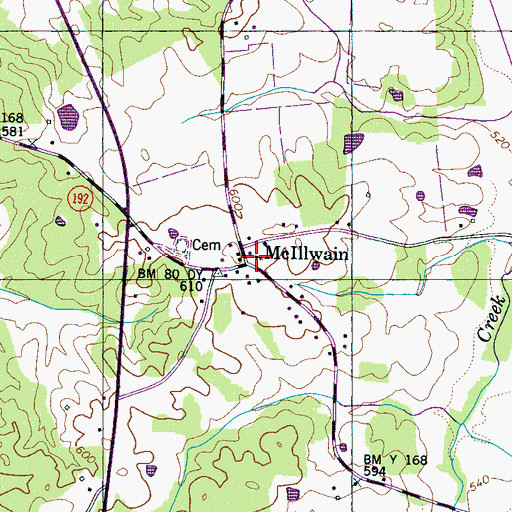Topographic Map of McIllwain Methodist Church, TN