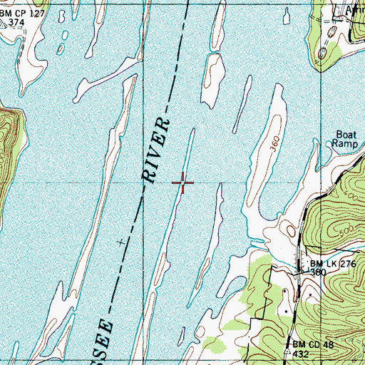 Topographic Map of Buchanans Landing (historical), TN