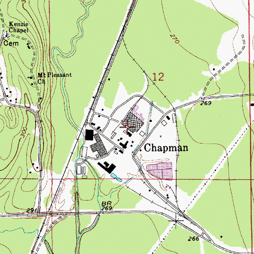 Topographic Map of Chapman School (historical), AL