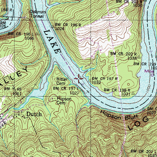 Topographic Map of Straight Shoals, TN