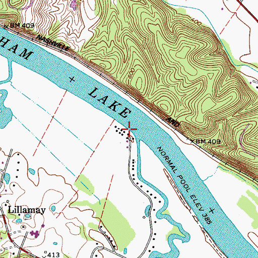 Topographic Map of Hoopers Landing, TN