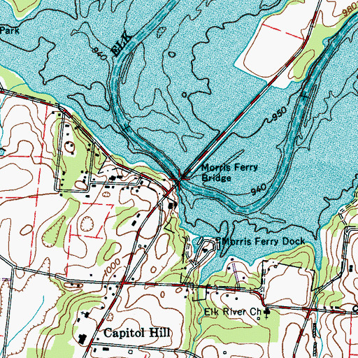 Topographic Map of Morris Ford (historical), TN