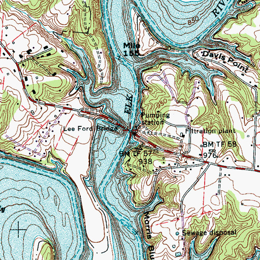 Topographic Map of Lees Ford (historical), TN