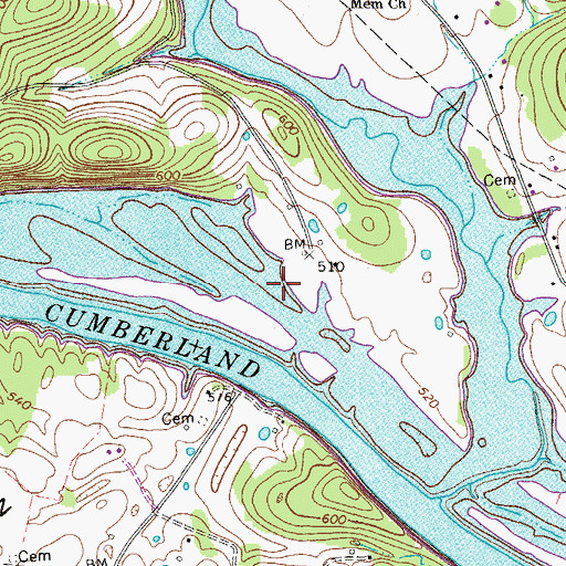 Topographic Map of Woodforks Landing, TN