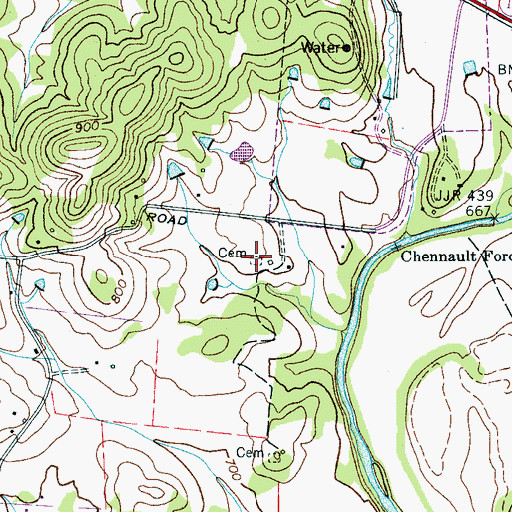 Topographic Map of Cunningham Cemetery, TN