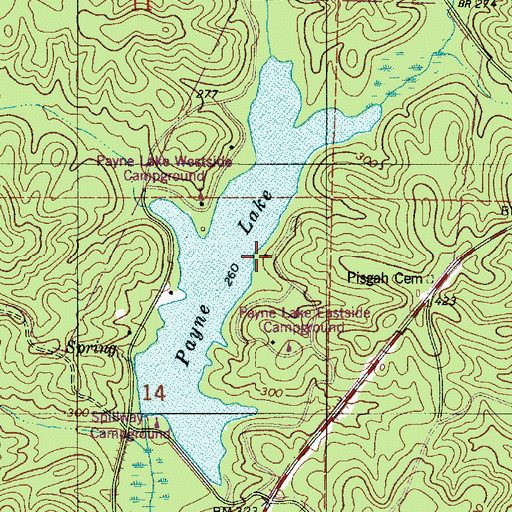 Topographic Map of Payne Lake Nature Trail, AL