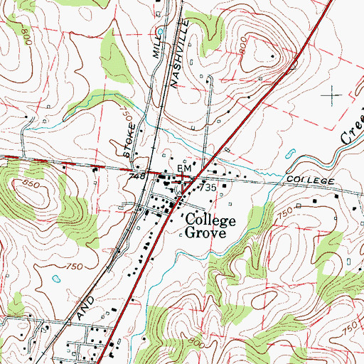 Topographic Map of Cary and Winn Male Academy (historical), TN