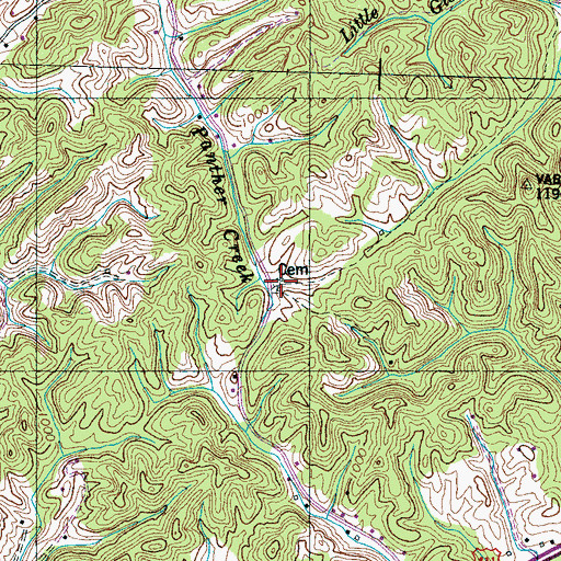Topographic Map of Claiborne Baker Cemetery, TN
