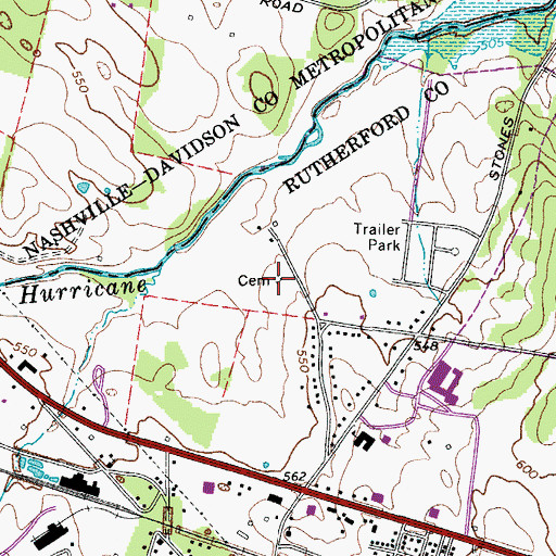 Topographic Map of Castleman-Bruer Cemetery, TN