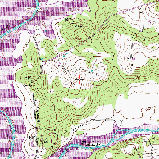Topographic Map of Garrett Cemetery, TN
