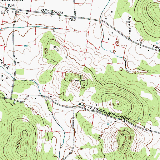 Topographic Map of Hill Cemetery, TN