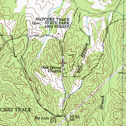 Topographic Map of Oak Grove Cemetery, TN