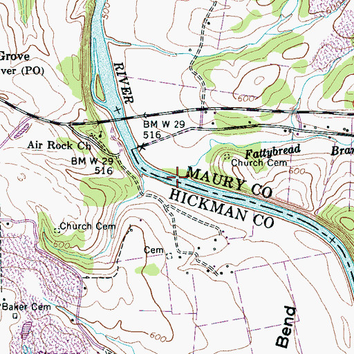 Topographic Map of Gordon Ferry (historical), TN