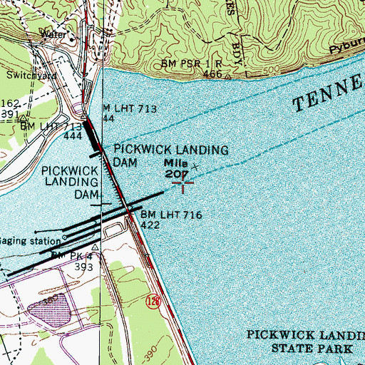 Topographic Map of Pickwick Landing (historical), TN