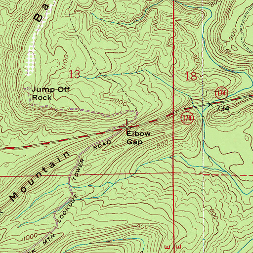 Topographic Map of Elbow Gap, AL